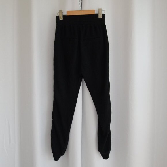 The Kooples Black Slouchy Fleece Pants Leather Lace Up Accents Sz S - Picture 3 of 9
